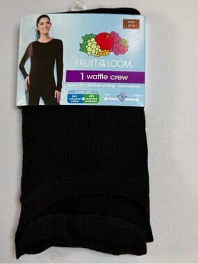 Fruit of the Loom Black Waffle Crew Thermal Top Small